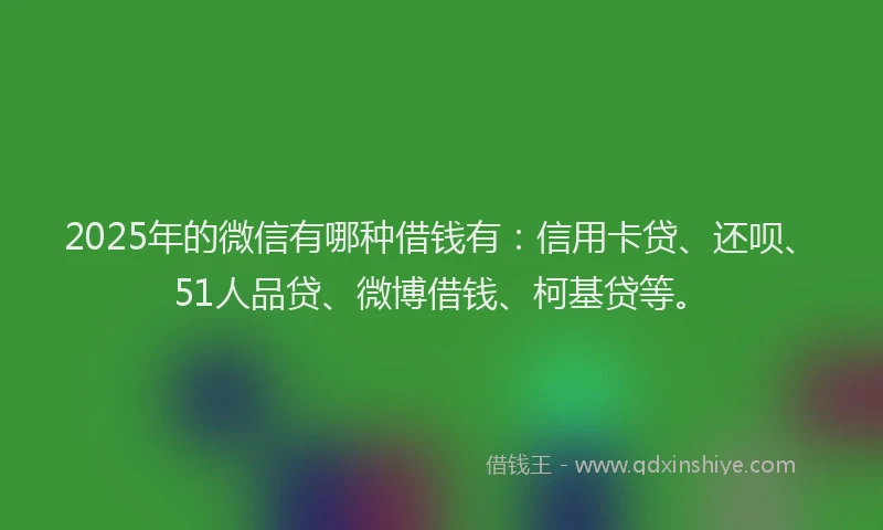 2025年的微信有哪种借钱有：信用卡贷、还呗、51人品贷、微博借钱、柯基贷等。
