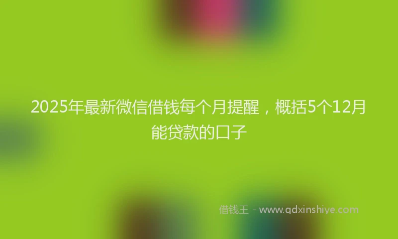 2025年最新微信借钱每个月提醒，概括5个12月能贷款的口子