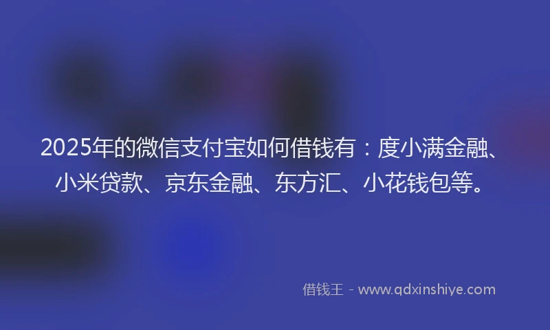 2025年的微信支付宝如何借钱有：度小满金融、小米贷款、京东金融、东方汇、小花钱包等。