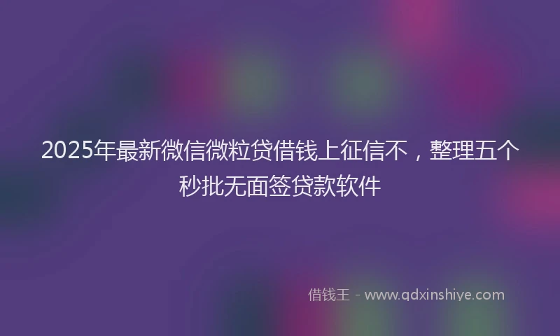 2025年最新微信微粒贷借钱上征信不，整理五个秒批无面签贷款软件