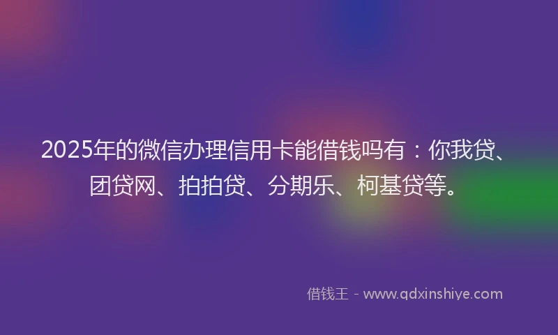 2025年的微信办理信用卡能借钱吗有：你我贷、团贷网、拍拍贷、分期乐、柯基贷等。