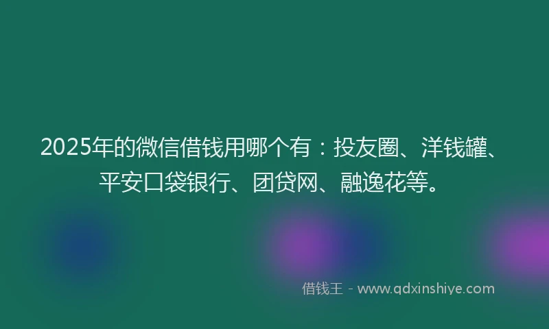 2025年的微信借钱用哪个有：投友圈、洋钱罐、平安口袋银行、团贷网、融逸花等。
