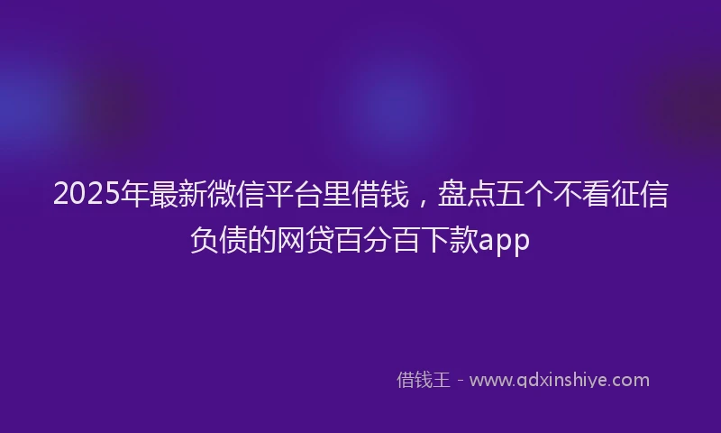 2025年最新微信平台里借钱，盘点五个不看征信负债的网贷百分百下款app