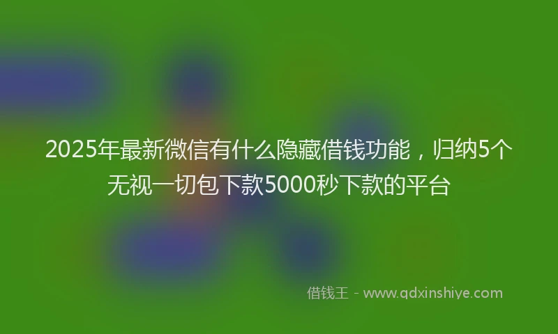 2025年最新微信有什么隐藏借钱功能，归纳5个无视一切包下款5000秒下款的平台