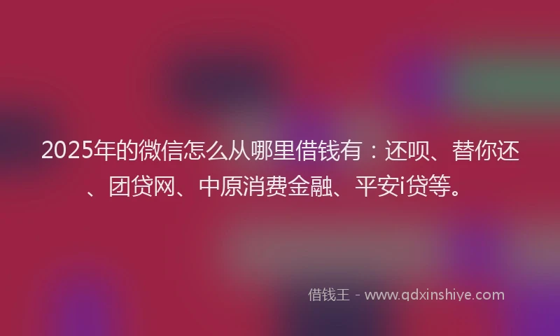 2025年的微信怎么从哪里借钱有：还呗、替你还、团贷网、中原消费金融、平安i贷等。
