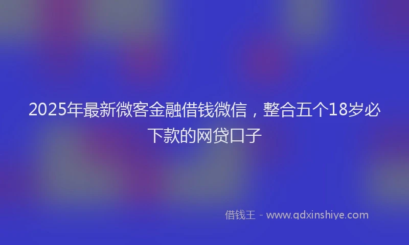 2025年最新微客金融借钱微信，整合五个18岁必下款的网贷口子