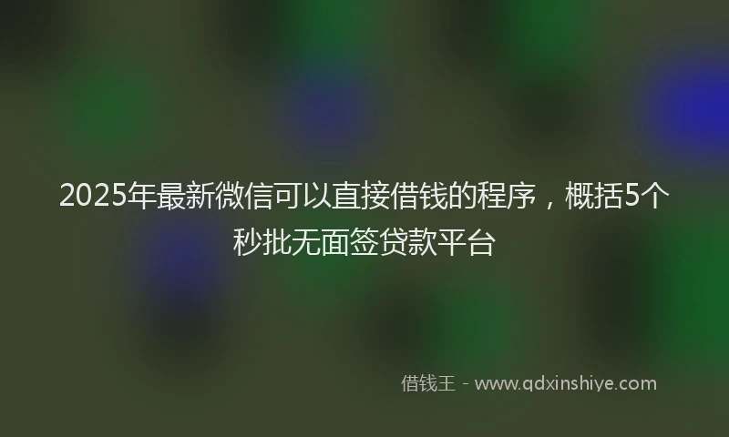 2025年最新微信可以直接借钱的程序，概括5个秒批无面签贷款平台