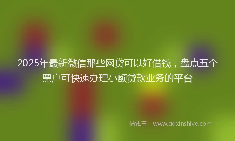 2025年最新微信那些网贷可以好借钱，盘点五个黑户可快速办理小额贷款业务的平台