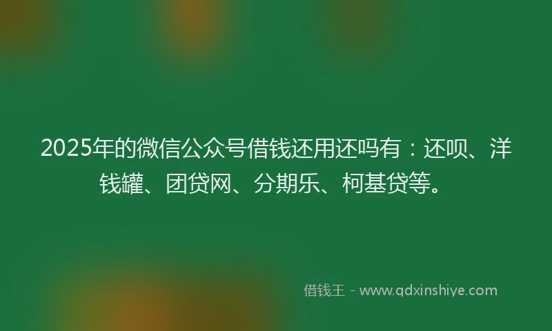2025年的微信公众号借钱还用还吗有：还呗、洋钱罐、团贷网、分期乐、柯基贷等。