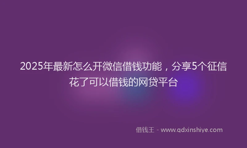2025年最新怎么开微信借钱功能，分享5个征信花了可以借钱的网贷平台