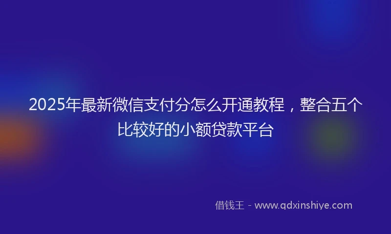 2025年最新微信支付分怎么开通教程，整合五个比较好的小额贷款平台