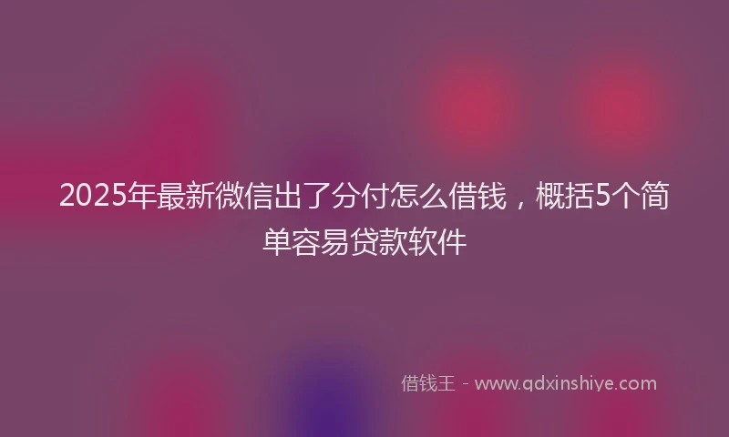 2025年最新微信出了分付怎么借钱，概括5个简单容易贷款软件