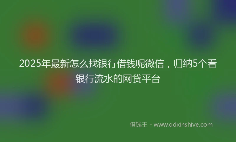 2025年最新怎么找银行借钱呢微信，归纳5个看银行流水的网贷平台