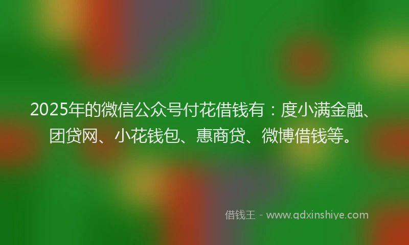 2025年的微信公众号付花借钱有：度小满金融、团贷网、小花钱包、惠商贷、微博借钱等。