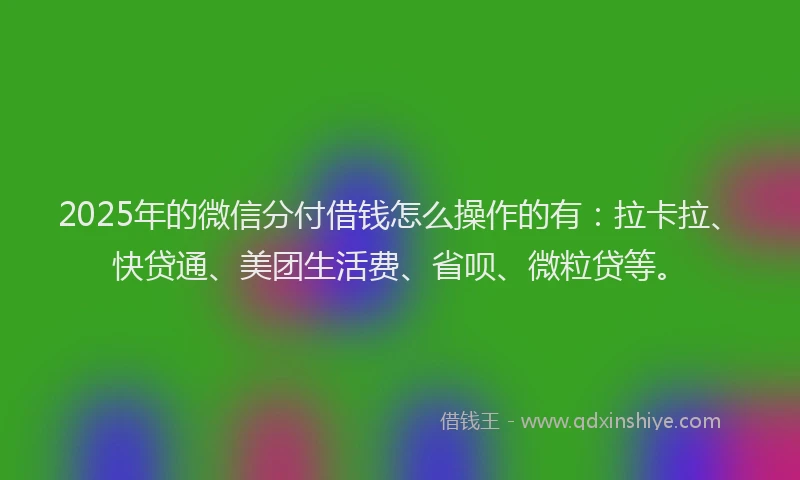 2025年的微信分付借钱怎么操作的有：拉卡拉、快贷通、美团生活费、省呗、微粒贷等。
