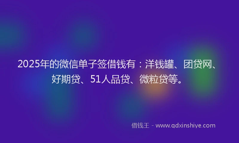 2025年的微信单子签借钱有：洋钱罐、团贷网、好期贷、51人品贷、微粒贷等。