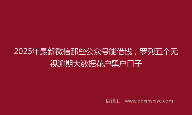 2025年最新微信那些公众号能借钱，罗列五个无视逾期大数据花户黑户口子