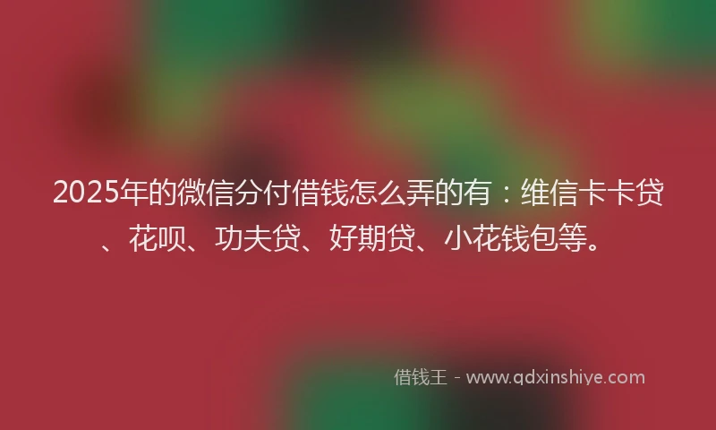 2025年的微信分付借钱怎么弄的有：维信卡卡贷、花呗、功夫贷、好期贷、小花钱包等。