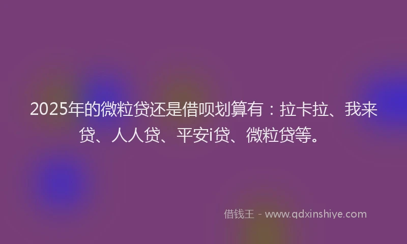 2025年的微粒贷还是借呗划算有：拉卡拉、我来贷、人人贷、平安i贷、微粒贷等。