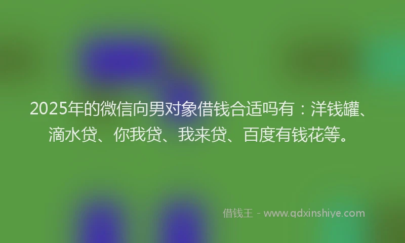 2025年的微信向男对象借钱合适吗有：洋钱罐、滴水贷、你我贷、我来贷、百度有钱花等。