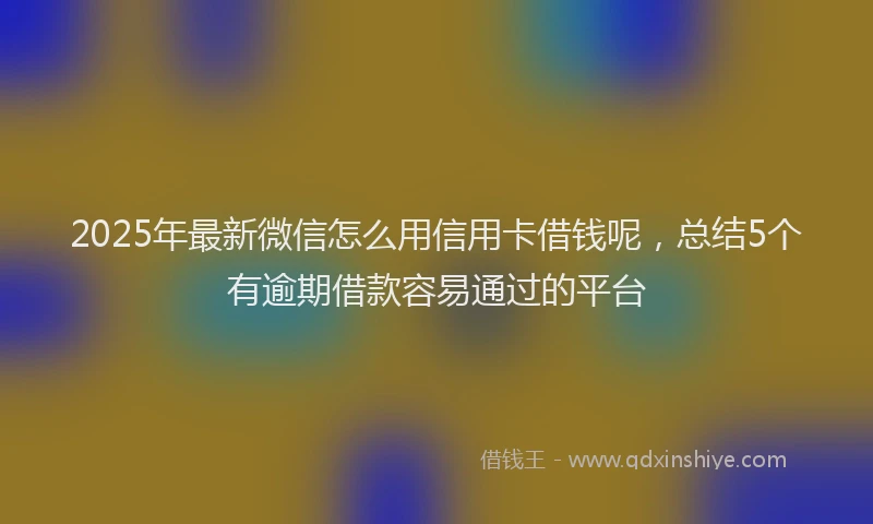 2025年最新微信怎么用信用卡借钱呢，总结5个有逾期借款容易通过的平台