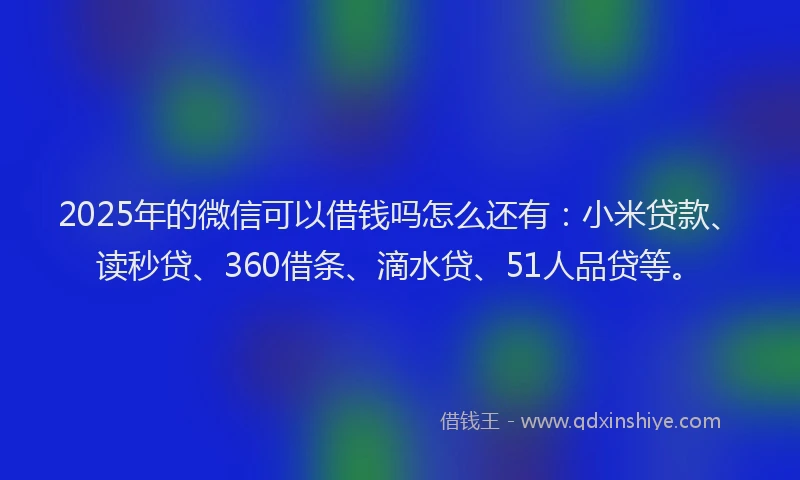2025年的微信可以借钱吗怎么还有：小米贷款、读秒贷、360借条、滴水贷、51人品贷等。