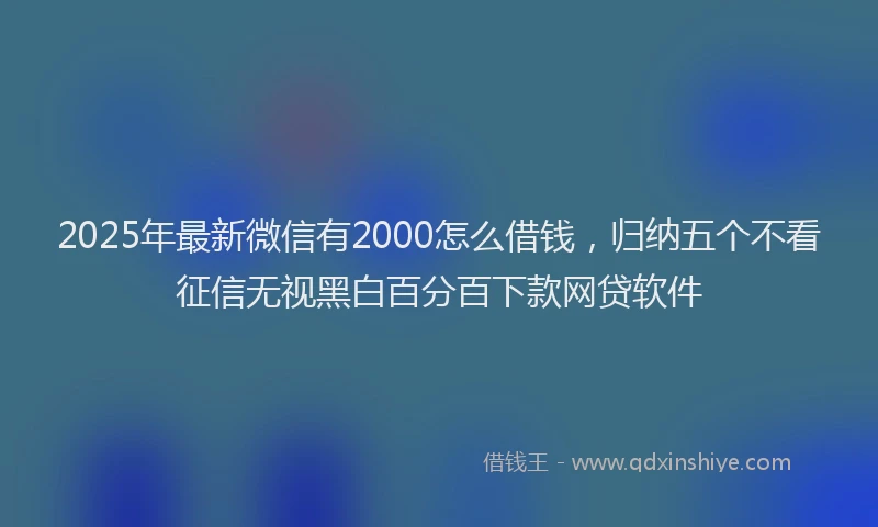 2025年最新微信有2000怎么借钱，归纳五个不看征信无视黑白百分百下款网贷软件