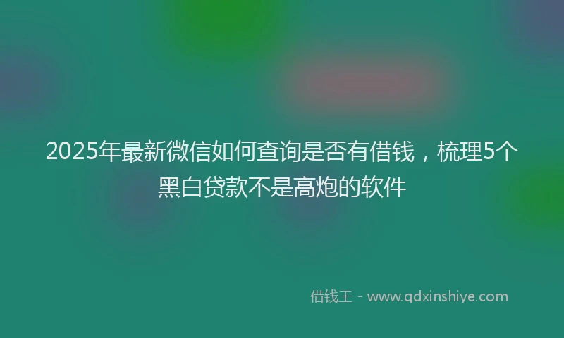 2025年最新微信如何查询是否有借钱，梳理5个黑白贷款不是高炮的软件