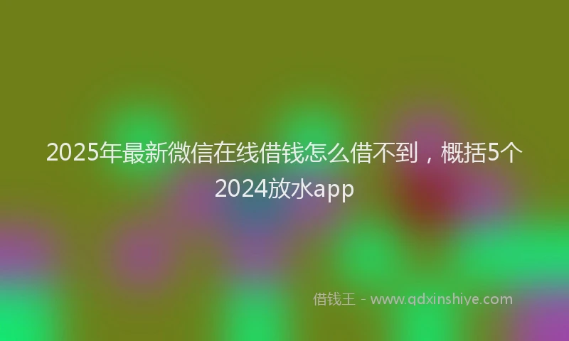 2025年最新微信在线借钱怎么借不到，概括5个2024放水app