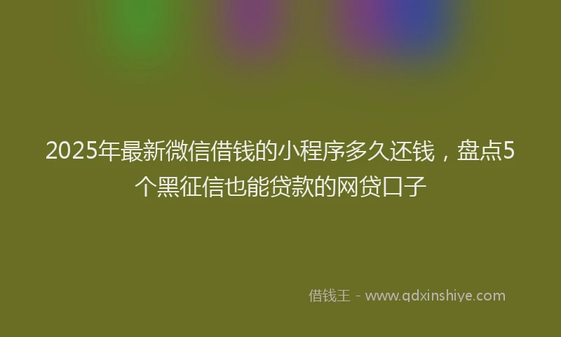 2025年最新微信借钱的小程序多久还钱，盘点5个黑征信也能贷款的网贷口子