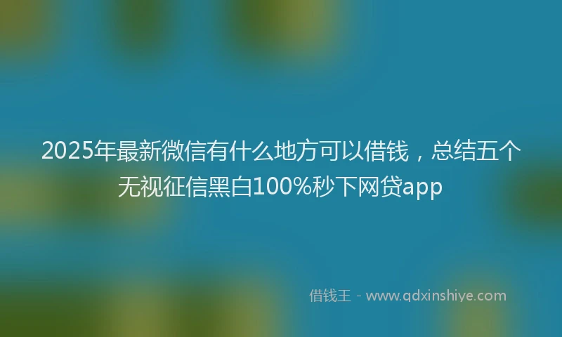 2025年最新微信有什么地方可以借钱，总结五个无视征信黑白100%秒下网贷app