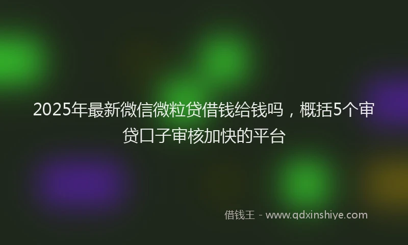 2025年最新微信微粒贷借钱给钱吗，概括5个审贷口子审核加快的平台
