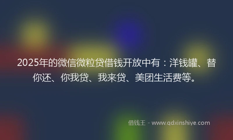 2025年的微信微粒贷借钱开放中有：洋钱罐、替你还、你我贷、我来贷、美团生活费等。