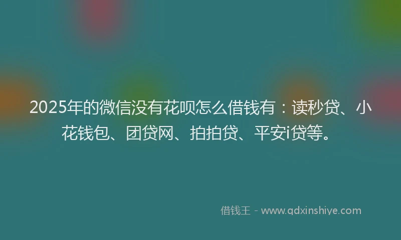 2025年的微信没有花呗怎么借钱有：读秒贷、小花钱包、团贷网、拍拍贷、平安i贷等。