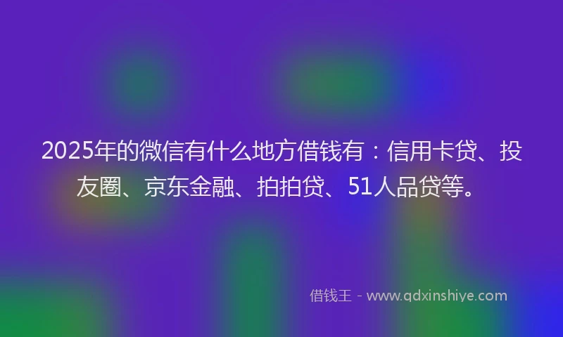 2025年的微信有什么地方借钱有：信用卡贷、投友圈、京东金融、拍拍贷、51人品贷等。