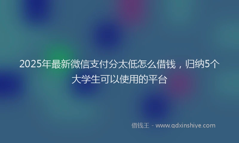 2025年最新微信支付分太低怎么借钱，归纳5个大学生可以使用的平台