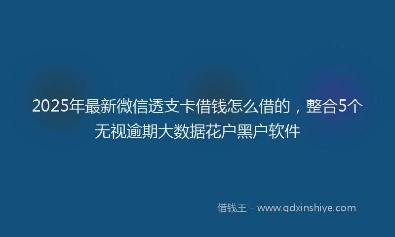 2025年最新微信透支卡借钱怎么借的，整合5个无视逾期大数据花户黑户软件