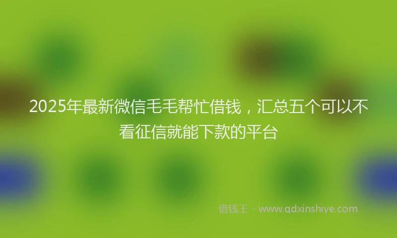 2025年最新微信毛毛帮忙借钱，汇总五个可以不看征信就能下款的平台