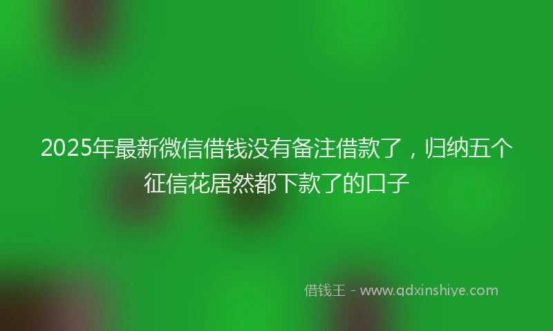 2025年最新微信借钱没有备注借款了，归纳五个征信花居然都下款了的口子