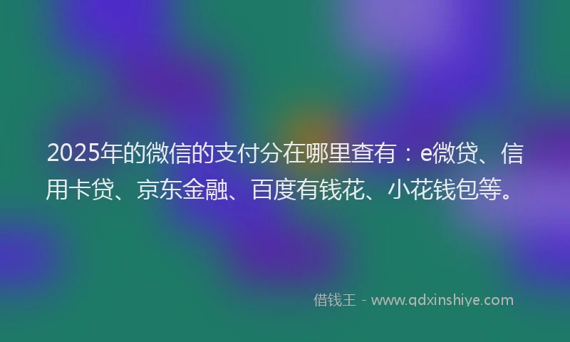 2025年的微信的支付分在哪里查有：e微贷、信用卡贷、京东金融、百度有钱花、小花钱包等。