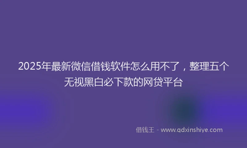 2025年最新微信借钱软件怎么用不了，整理五个无视黑白必下款的网贷平台