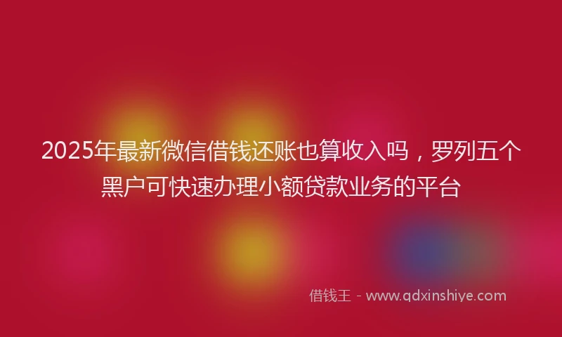 2025年最新微信借钱还账也算收入吗，罗列五个黑户可快速办理小额贷款业务的平台