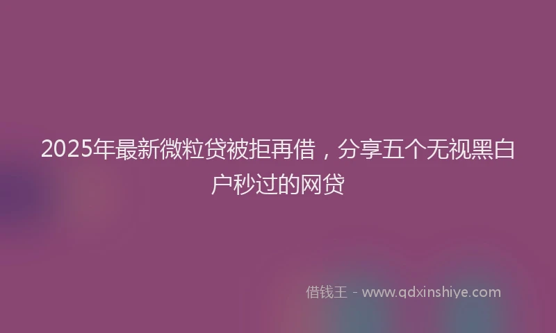 2025年最新微粒贷被拒再借，分享五个无视黑白户秒过的网贷