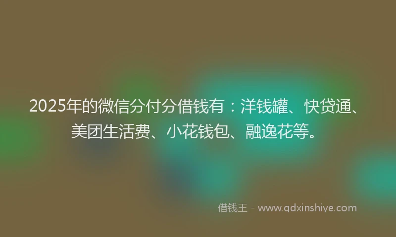 2025年的微信分付分借钱有：洋钱罐、快贷通、美团生活费、小花钱包、融逸花等。