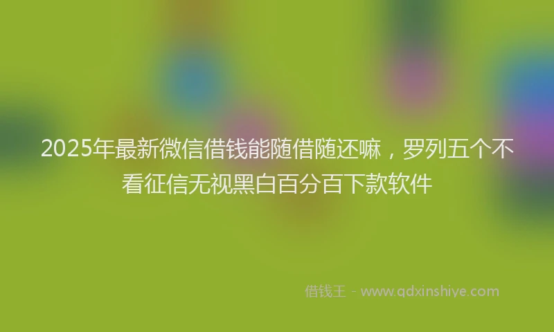 2025年最新微信借钱能随借随还嘛，罗列五个不看征信无视黑白百分百下款软件