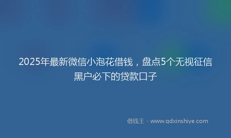 2025年最新微信小泡花借钱，盘点5个无视征信黑户必下的贷款口子