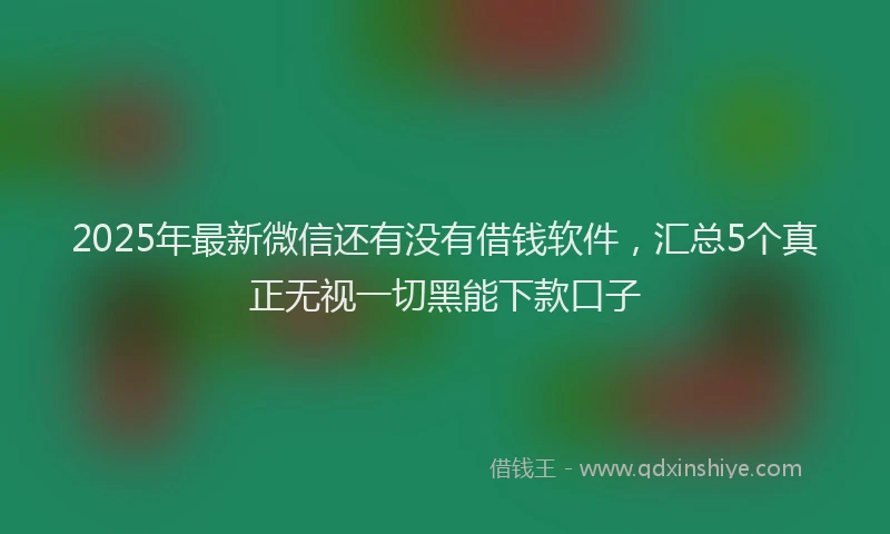 2025年最新微信还有没有借钱软件，汇总5个真正无视一切黑能下款口子