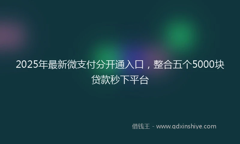 2025年最新微支付分开通入口，整合五个5000块贷款秒下平台