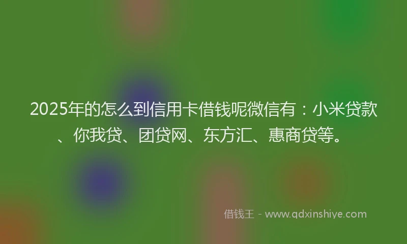 2025年的怎么到信用卡借钱呢微信有：小米贷款、你我贷、团贷网、东方汇、惠商贷等。