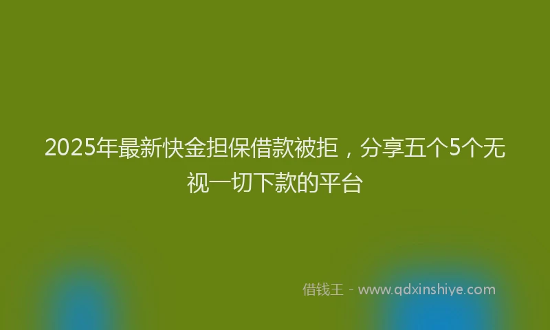 2025年最新快金担保借款被拒，分享五个5个无视一切下款的平台